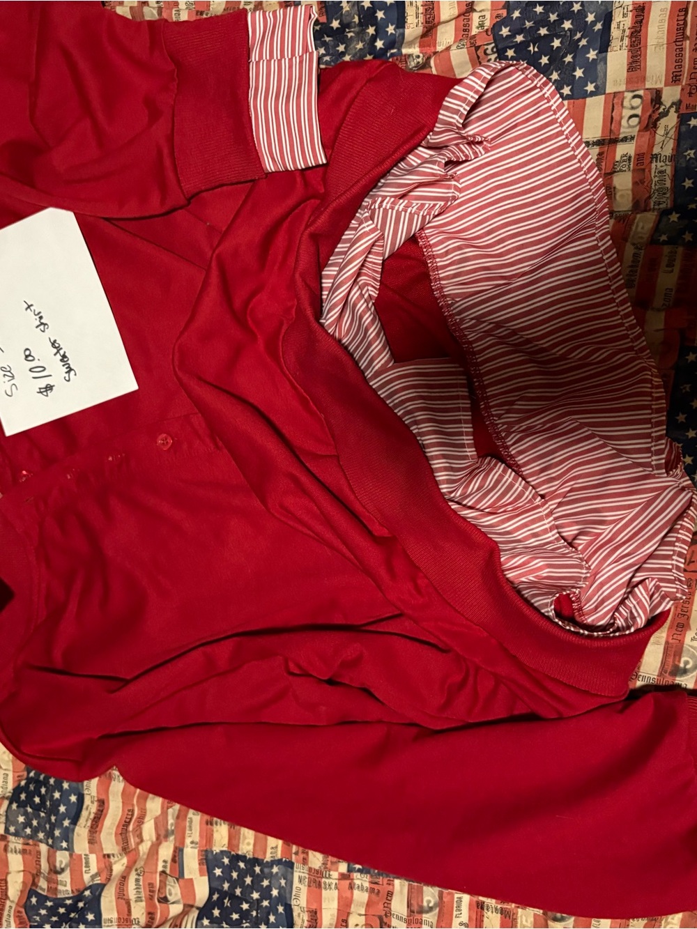 Kids Red Polo Shirt with Striped Hood